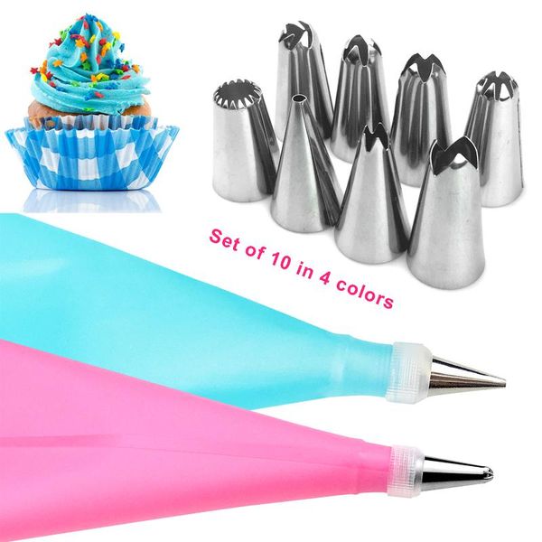 pcs/set stainless steel diy cake decoration tool butter mouth eva flower pastry bag tip bakeware set party baking & tools